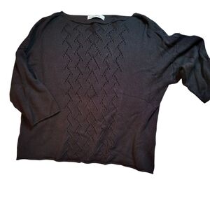 🩷 3/$15 Grace Karin 3/4 Sleeve Boat Neck Black Sweater, Size Large, EUC
